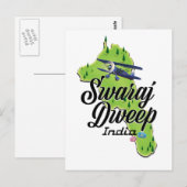 Postale Carte de l'Inde de Swaraj Dweep (Devant / Derrière)
