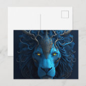 Postale Carte de lion bleu (Devant / Derrière)
