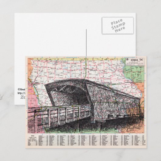 Postale Carte de l'Iowa (Devant / Derrière)