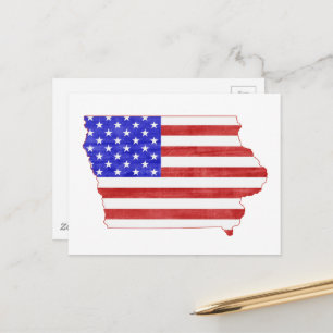 Postale Carte de l'Iowa Formé Patriotique Hawkeye drapeau