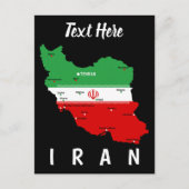 Postale Carte de l'Iran avec drapeau et emblème (Devant)