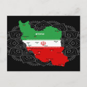 Postale Carte de l'Iran avec drapeau et emblème (Devant)