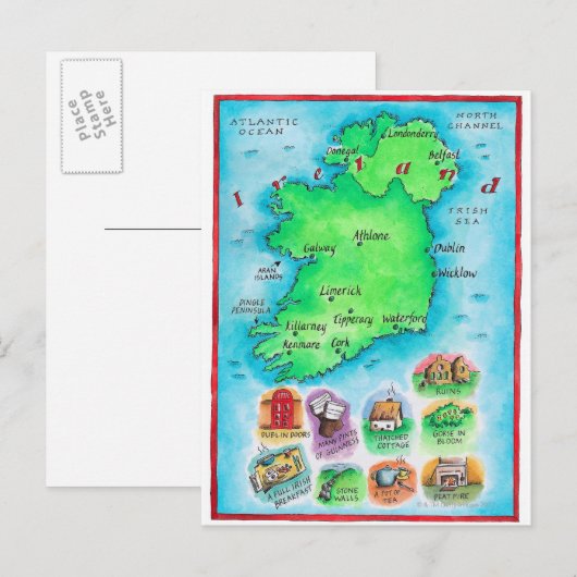 Postale Carte de l'Irlande (Devant / Derrière)