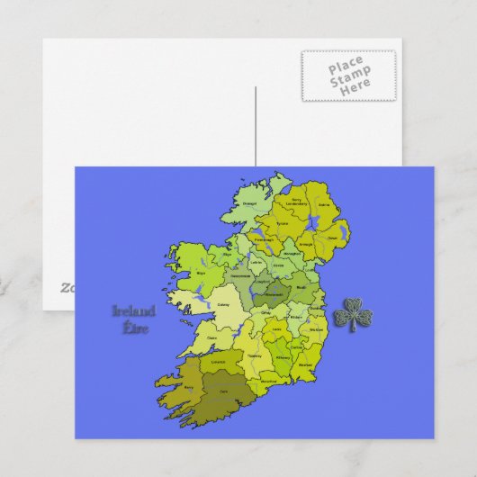 Postale Carte de l'Irlande (Devant / Derrière)