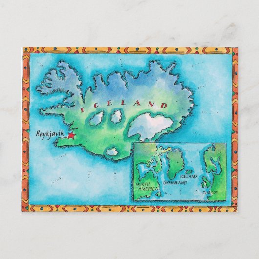 Postale Carte de l'Islande (Devant)