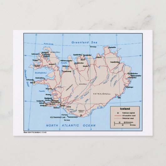 Postale Carte de l'Islande (1981) (Devant)