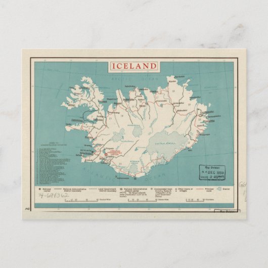 Postale Carte de l'Islande (vers 1959) (Devant)