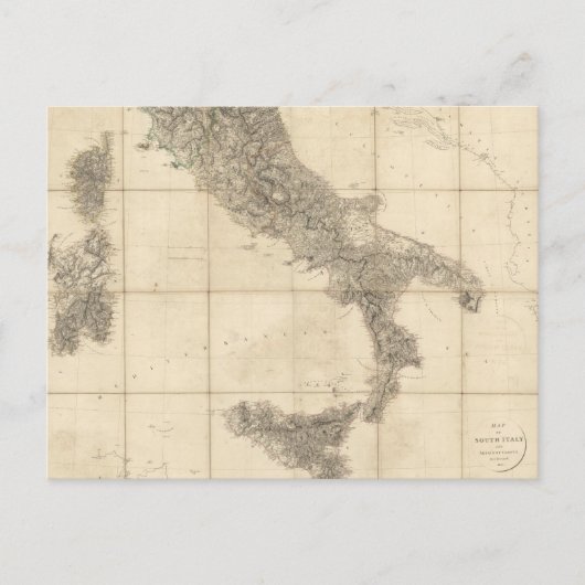 Postale Carte de l'Italie du Sud et des côtes adjacentes (Devant)