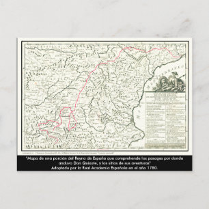 Postale Carte de l'itinéraire Don Quichotte - Cervantes
