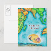 Postale Carte de l'Océan Indien (Devant / Derrière)