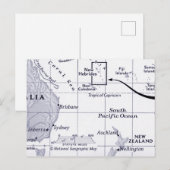 Postale Carte de l'océan Pacifique Sud (Devant / Derrière)