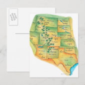 Postale Carte de l'ouest des États-Unis (Devant / Derrière)