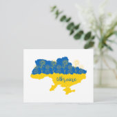 Postale Carte de l'Ukraine avec tournesol et drapeau ukrai (Debout devant)