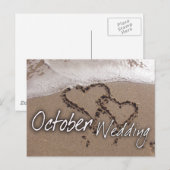 Postale Carte de mariage de destination de plage octobre (Devant / Derrière)