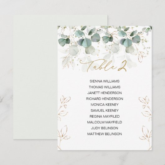 Postale Carte de Mariage de table Eucalyptus (Devant / Derrière)