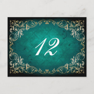 Postale carte de mariage de table rustique aqua regal
