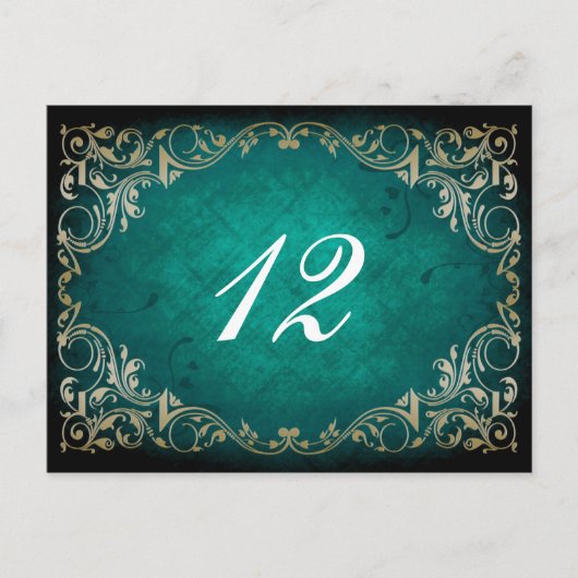 Postale carte de mariage de table rustique aqua regal (Devant)