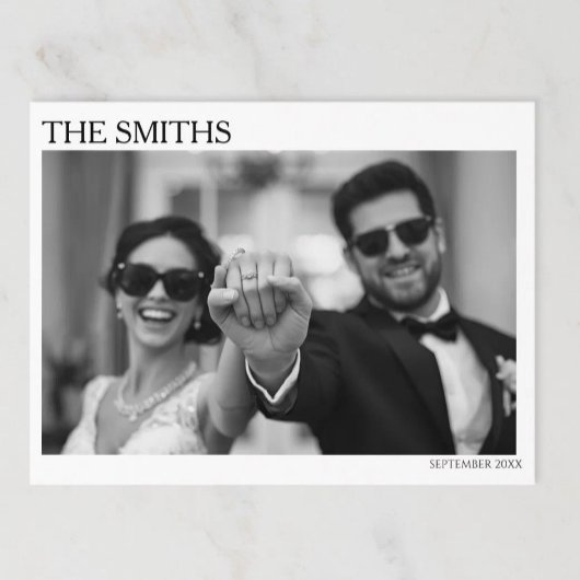 Postale Carte de mariage élégante et éditoriale pour faire