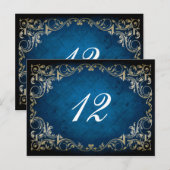 Postale carte de mariage "marine blue" rustique (Devant / Derrière)