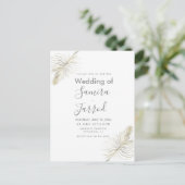 Postale Carte de mariage minimale à plumes dorées (Debout devant)