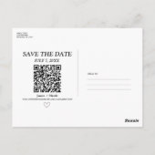 Postale Carte de mariage moderne avec QR Code scannable po (Dos)