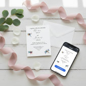Postale Carte de mariage papillon libellule