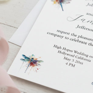 Postale Carte de mariage papillon libellule