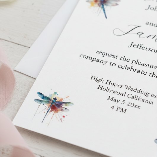 Postale Carte de mariage papillon libellule