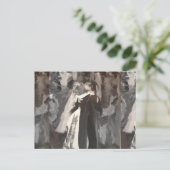 Postale Carte de mariage peinte couple marié (Debout devant)