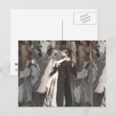 Postale Carte de mariage peinte couple marié (Devant / Derrière)