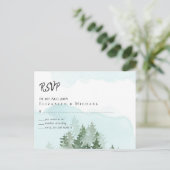 Postale Carte de mariage Pins Teal et Sage (Debout devant)