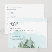 Postale Carte de mariage Pins Teal et Sage (Devant / Derrière)
