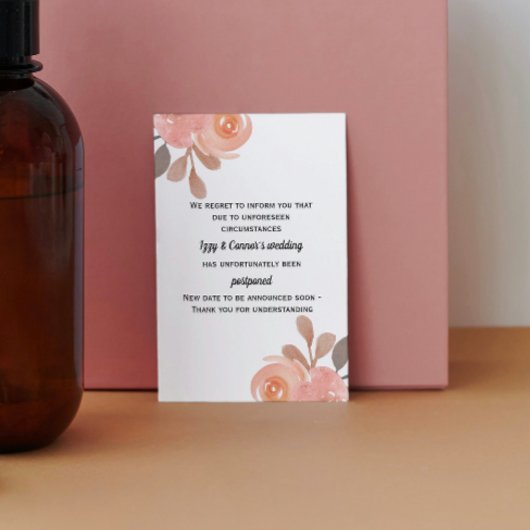 Postale Carte de mariage reporté à motif floral