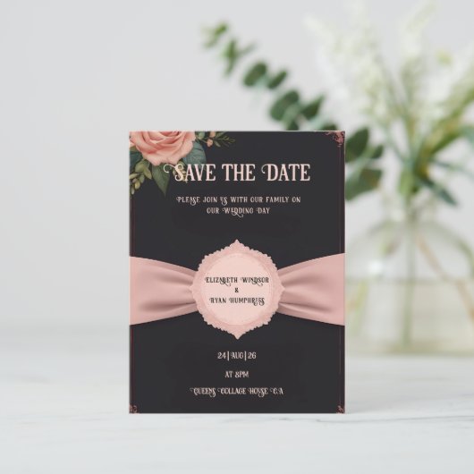 Postale Carte de mariage rose (Debout devant)