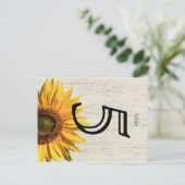 Postale Carte de Mariage Tournesol Rustique (Debout devant)