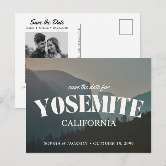 Postale Carte de Mariage Yosemite à Sauvegarder Rétro (Devant / Derrière)
