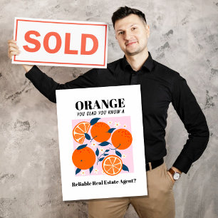Postale Carte de marketing de courtier immobilier drôle or