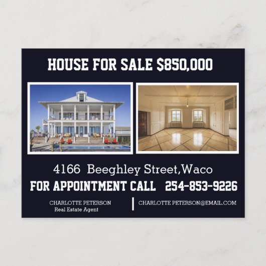 Postale Carte de marketing pour agent immobilier (Devant)