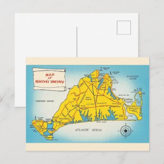 Postale Carte de Martha's Vineyard (Devant / Derrière)