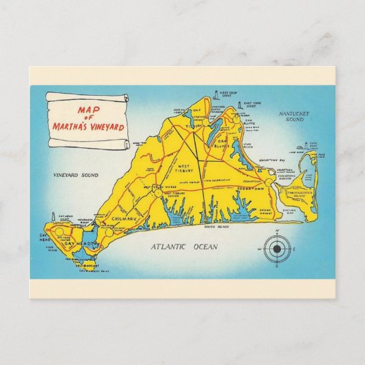Postale Carte de Martha's Vineyard (Devant)