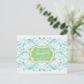 Postale Carte de mémoire florale bleu vert pour la mariée (Debout devant)