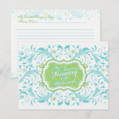Postale Carte de mémoire florale bleu vert pour la mariée (Devant / Derrière)
