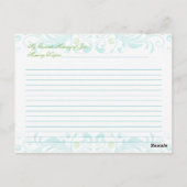 Postale Carte de mémoire florale bleu vert pour la mariée (Dos)