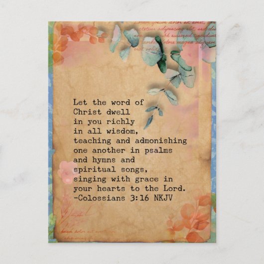 Postale Carte de mémoire Verset Bible Taille de carte post (Devant)