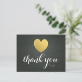 Postale Carte de Merci Gold Foil Heart (Debout devant)
