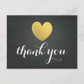 Postale Carte de Merci Gold Foil Heart (Devant)