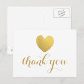 Postale Carte de Merci Gold Foil Heart (Devant / Derrière)