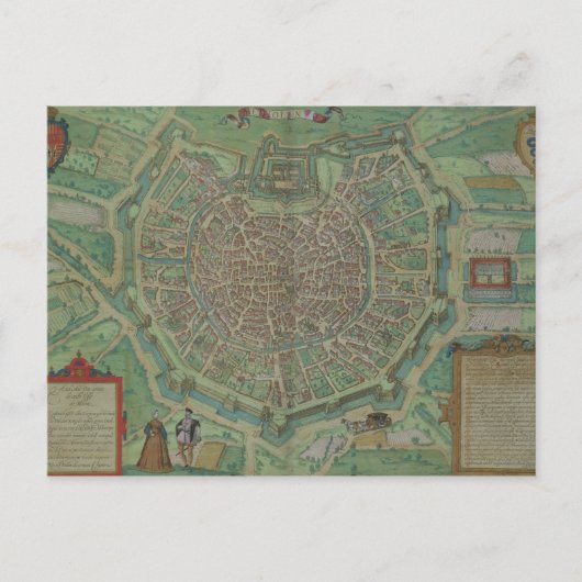 Postale Carte de Milan, de 'Civitates Orbis Terrarum' par (Devant)