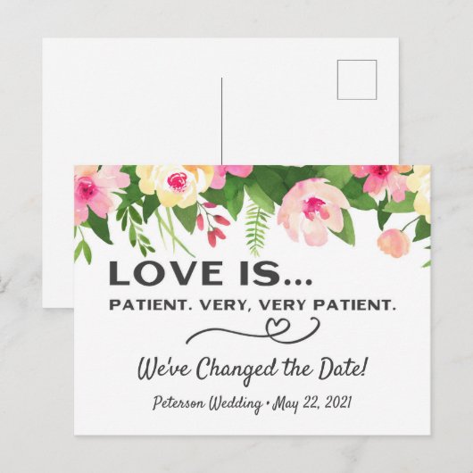 Postale Carte de modification de date du mariage, Modifier (Devant / Derrière)