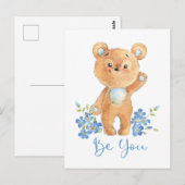 Postale Carte de motivation de l'ours en peluche (Devant / Derrière)
